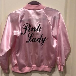 Girls pink lady satin jacket child large 12-14